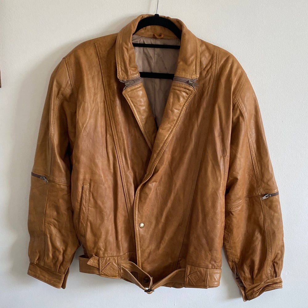 Vintage Double Breasted North Beach Leather Brown Jacket